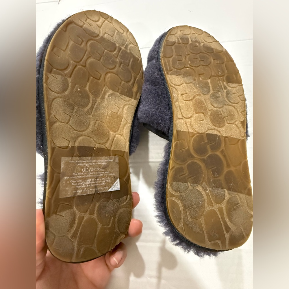 UGG FLUFFETTE True Womens Size 9 Navy Blue Slip On Slippers Shoes 1102594 - Picture 9 of 11